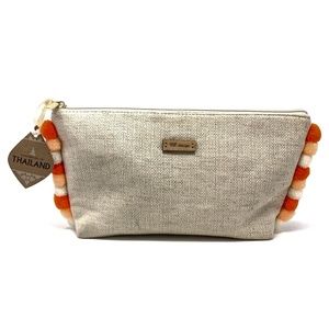 NWT VB design Burlap Wallet Purse Pom Pom